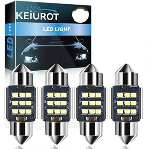 Keiurot Ampoule C5W LED 31mm Feston Lampe DE3175 LED Anti Erreur Blanc 2016 9SMD Voiture Interieur Plafonnier led 12v Feston Ampoules Lot de 4 (Keiurot, neuf)