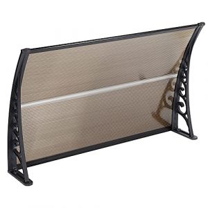 Belfoyer Porte d'entr&eacute;e Auvent, Contre Pluie Neige UV, Porte Toit Marquise Abri Protection en Polycarbonate, Toit de Porte pour Garage, Balcon, Fen&ecirc;tre, Ext&eacute;rieur (60 * 100 cm, Marron-Noir) (zvzhano, neuf)