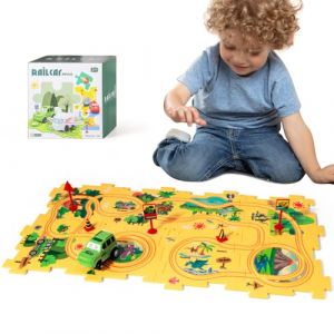 KADAYAYA Puzzle de Piste de Jouet pour Enfants 3-5 Tout-Petits Circuit Voiture Puzzle Pistes Jeu de Véhicules Éducatifs pour 3 4 5 6 Garçons Filles Montessori Jouets (Kadayaya, neuf)