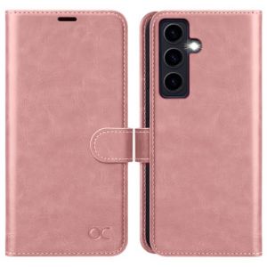 OCASE Coque Samsung Galaxy S24, Antichoc TPU Housse Samsung S24 5G Cuir PU Portefeuille Etui [RFID Blocage] [Fentes pour Cartes] [Fermoir Magnétique] Coque pour Galaxy S24 (6,2 Pouces) - Rose (OCASE-EU, neuf)