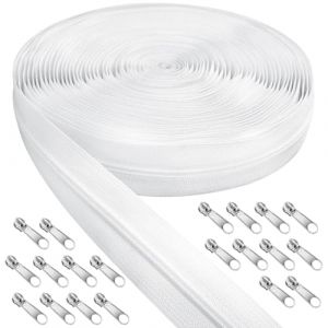 Fermeture Eclair au Metre avec Zip, 5mm de Nylon Fermeture Eclair au Metre de 10 Mètre et 20 Zips Argent en Métal pour Vêtements Sac Pochette Linge de Maison (Draupnir fr, neuf)