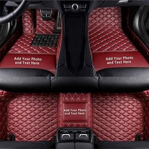 Custom Tapis de Sol pour A1 A3 A4 A5 A6 A7 A8 Q3 Q5 Q7 S1 S3 S4 S5 TT Cuir Imperméable Résistant à l'abrasion avec Sac de Rangement Tapis de Voiture Couleurs : Bordeaux (maipula, neuf)