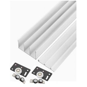 Rail Coulissant à 3 Voies, quincaillerie pour Porte coulissante de Placard, Programme Coulissant sans rainure, Rail de Porte de Garde-Robe, kit de Rail de Porte coulissante (180 cm/71 po) (XUEDONGAI, neuf)