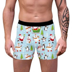 G&eacute;n&eacute;rique Cale&ccedil;on Homme No&euml;l Calecon Personnalise Homme Sport Personnalisable Boxer Rigolo Noel Calecon Microfibre Shorty Transparent sous-V&ecirc;tements Cadeau Noel Shorty (Cine montinr, neuf)