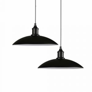 XIRYTU-H 32cm Lampe &agrave; Suspension Industrielle Moderne en M&eacute;tal, Lampe Suspendue D&ocirc;me Mat, Hauteur R&eacute;glable E27 Plafonnier pour &Icirc;lot de Cuisine, Table &agrave; Manger, Caf&eacute; (Noir, 2 Pi&egrave;ces) (WangyeGB, neuf)