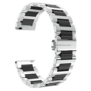 BINLUN Bracelet de Montre Pour Homme en Acier Inoxydable avec Montre en C&eacute;ramique Bracelet Poli 12mm/14mm/16mm/18mm/20mm/22mm avec Boucle Papillon 12 Couleurs (Prince Gera Flagship Store EU Store, neuf)
