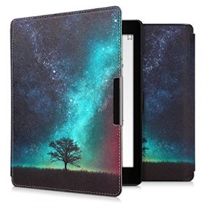 kwmobile Étui Compatible avec Kobo Aura One Coque - Étui à Rabat magnétique Tablette eReader Similicuir - Bleu-Gris-Noir (SX-Commerce, neuf)