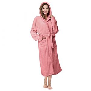 Peignoir De Bain Femme Unisexe Eponge Capuche Automne Hiver Peignoir avec Capuche Chaude Peignoir Moelleux &Eacute;ponge Douce Coton Eponge V&ecirc;tements De D&eacute;tente Une Pi&egrave;ce Robe De Chambre (Anglekie, neuf)