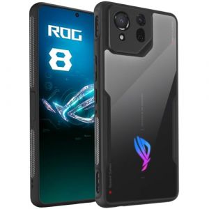 HARUINO &Eacute;tui pour ASUS ROG Phone 8 Pro Coque ROG Phone 8 Case Etuis Protection Housse Texture Antid&eacute;rapante PC Dur Transparent Retour et TPU Silicone Souple Noire Bord Antichoc Cover (HARUINO Direct, neuf)
