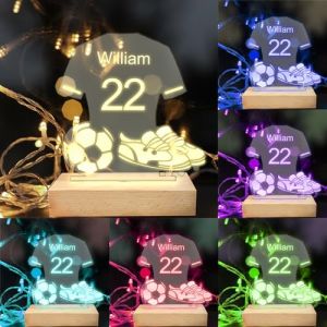 Lampe de nuit personnalisée pour maillot de foot Lampe LED acrylique pour maillot de foot Panneau lumineux personnalisé pour maillot de foot, Décoration pour maillot de foot, Cadeau d'anniversaire (Jacklin F, neuf)