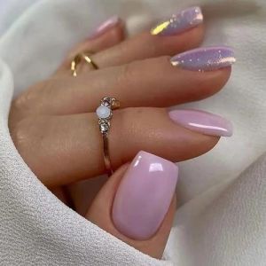 24 Pi&egrave;ces Faux Ongles Court Carr&eacute; French Couleur Pure Glossy Press on Nails Violet Brillant Ongle Artificiels Acrylique Couverture Compl&egrave;te Faux Ongles &agrave; Coller 12 Tailles pour Femmes et Filles (Biaodian, neuf)