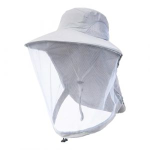 DEARBAG Chapeau avec Moustiquaire, UPF 50+ Moustique Chapeau de Soleil, Chapeau d'Apiculteur avec Voile, Filet de Protection du Visage et Cou pour Apiculteur Pêche Randonnée Jardinage (grau) (surnamei, neuf)
