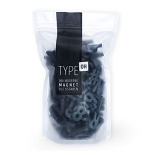 Lot de 200 lettres magn&eacute;tiques, chiffres et caract&egrave;res sp&eacute;ciaux, aimants pour r&eacute;frig&eacute;rateur, lettres magn&eacute;tiques (scandale noir) (TYPE OH, neuf)