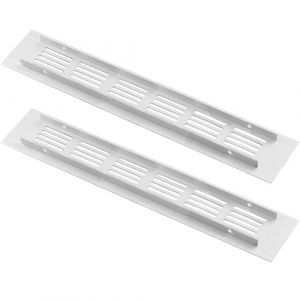 ZESLIV Lot de 2 grilles d'a&eacute;ration blanches rectangulaires en aluminium pour armoire de cuisine, armoire &agrave; chaussures et penderie, 50 mm x 250 mm (ZESLIV, neuf)