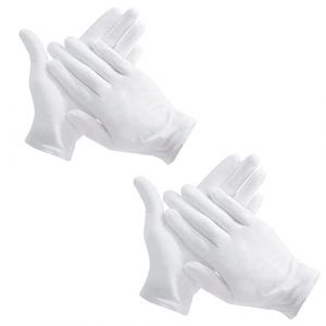 AONAT 2 Paires épais Gants en Coton Blanc Gants Hydratants Doux Gants de Soins de la Peau Élastiques Gants de Travail pour pour Les Mains sèches Inspection de Bijoux et Plus, Taille Unique (junxiaoyi, neuf)