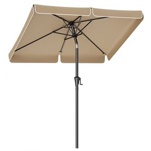 SONGMICS Parasol de Balcon 200 x 150 cm, Ombrelle Rectangulaire, Protection Solaire UPF 50+, Inclinaison 30° dans Les 2 Sens, pour Jardin, Terrasse, sans Socle, Taupe GPU048K01 (SONGMICS HOME FR, neuf)