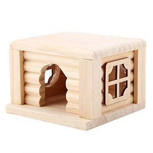 1 pi&egrave;ce Maison de Hamster, Mini cabane en Bois &agrave; Dessus Plat pour Animaux de Compagnie Habitats de Nidification pour Cochon d'Inde Chinchilla Rat Souris Gerbille h&eacute;risson (SongshanSS, neuf)