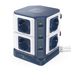 BESTEK Tour Multiprise USB Bloc Parafoudre/Parasurtenseur 8 Prises avec 6 Ports USB de Recharge pour Bureau Maison,1600J Protection Surtensions,Clapet S&eacute;curis&eacute;,3600W/16A (Simple cloud di YANG XIANSHUN, neuf)