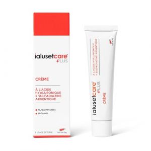 IBSA Pharma - ialusetcare® - Plus Crème - Acide Hyaluronique et Sulfadiazine Argentique - Plaies infectées, brûlures - Tube 25g - Dispositif Médical (Cocooncenter, neuf)