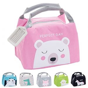 Hillylolly Sac Isotherme Repas Enfant Fille, Sac &agrave; Lunch Isol&eacute;, Panier Repas Enfant, Mini Sac Isotherme Repas, Sac Lunch Femme Multipurpose, pour le Transport de Nourriture (Ours polaire) (MINGSWL, neuf)