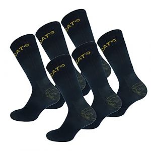 Caterpillar Premium Socks 6 Paires de chaussettes de sécurité au travail pour hommes, double renfort sur la pointe et le talon, Coton d'excellente qualité (Bleu, 47-50) (Naduf, neuf)