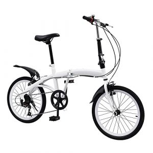 Vélo pliant 20 pouces pour adulte, 7 vitesses, Vélo de ville, Blanc, pour homme et femme, Pour la ville et le camping (JLUSHUN, neuf)