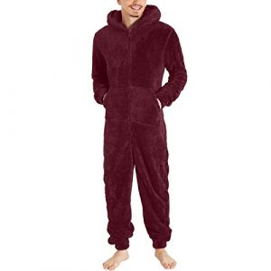 YOSUWOAI Combinaison homme en polaire teddy une pi&egrave;ce pyjama moelleux doux overall combinaison de nuit douillette chaude v&ecirc;tement de d&eacute;tente peluche confortable pyjama hiver long v&ecirc;tement d'int&eacute;rieur (LDeianp, neuf)