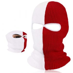 BBTO Balaclava à 2 Trous Masque de Ski Tricoté Balaclava Intégral en Tricot Couvre-Visage à 2 Trous Cagoule Intégrale d'hiver pour Sports Ski Moto Vélo Extérieur(Rouge et Blanc,Style Classique) (Bomelvoo FR, neuf)