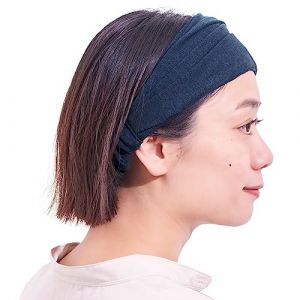 Bandeau Cheveux Femme Pré-Attaché - Serre Tete Homme 100% Coton Bio Foulard Danse Bandana Pirate Large Chimio Marine L (casualbox Japan, neuf)