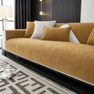 Housse de canap&eacute;, couverture de canap&eacute; antid&eacute;rapante pour surface d'assise, housse de canap&eacute;, jet&eacute;s de canap&eacute;, motif &agrave; chevrons, protection de canap&eacute; pour chien et chat, orange caramel, 90 x 120 cm (Gluhbirnen, neuf)