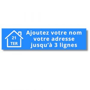 Plaque Bo&icirc;te aux Lettres Personnalis&eacute;e Adh&eacute;sive - Nom Grav&eacute; PVC R&eacute;sistant - 10x2.5cm Gris Alu M&eacute;tallis&eacute; - 1 &agrave; 3 Lignes pour Maison Num&eacute;ro Rue (Bleu ciel/Blanc) (Univerdeal, neuf)