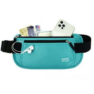 DAITET Ceinture porte-monnaie &ndash; Portefeuille de voyage cach&eacute; s&eacute;curis&eacute; avec blocage RFID, sac banane Undercover, Noir, vert menthe, RFID Blocking & Belt Width: 1.45 inch, Blocage RFID et largeur de la (Day Tip, neuf)