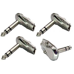 AAOTOKK Angle Droit Adaptateur Métal 90 Degrés 3Pôles 6,35 mm 1/4''Mâle Stéréo TRS Plat Pancake Style Prises Microphone Connecteurs Pour Haut Parleur Câble Raccordement Guitare(4Pack/3Pôles) (AAOTOKKY, neuf)