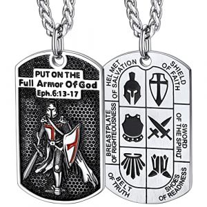 FaithHeart Collier Templier Homme Pendentif Cheveux Acier Inoxydable Bijoux Chevalier Homme Femme (FaithHeart Jewellery, neuf)