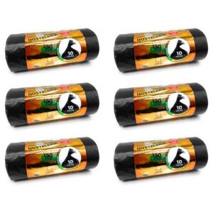 Acan Tradineur Lot de 6 rouleaux de 10 sacs poubelle XXL en plastique recyclé, résistants et anti-fuites, écologiques, recyclables, adaptés pour les poubelles Noir 180 litres 115 x 150 cm Total 60 (TRADINEUR, neuf)