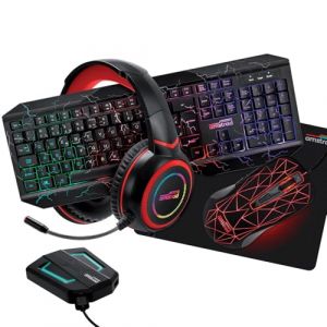 Pack Pro Gamer AMSTRAD HUNTERS-SWITCH007: Clavier, Souris, Tapis, Casque & convertisseur PC - PS3/4 - Xbox 360/ONE/S/X - Switch (La boutique Tech, neuf)