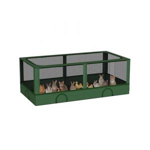 DINMO Parc pour Petits Animaux, Boîte d'Élevage pour Poussins avec Toit, Clôture d'Intérieur pour Animaux, Cage pour Cochon d'Inde, Enclos avec Sol Imperméable pour Hamsters, Hérissons, Vert et Noir (Dinmo Direct, neuf)