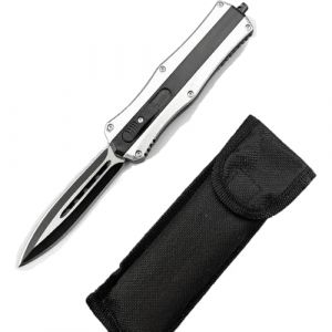 REGAPOG Couteau Pliant Automatique Tactique avec Etui – Couteau de Poche & Survie – Cran d’Arrêt, Rétractable, Idéal Camping Randonnée (Noir) (Htianyi-eu, neuf)