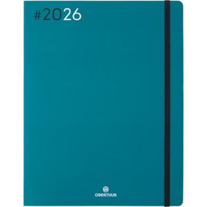 OBERTHUR - 1 Agenda Semainier 27 FLEX - Janvier 2026 à Décembre 2026 - Dimension 21 x 27 cm - Coloris Bleu Emeraude - 2 Langues (Papeterie Libellus, neuf)