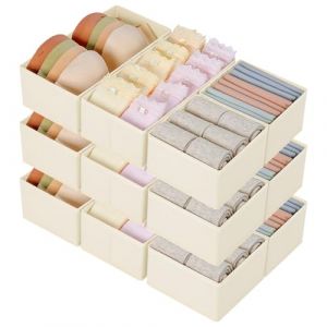 DIMJ Organisateur de Tiroirs De Rangement - Séparateurs de Tiroir Non Tissés, Boîte Organisateur Dressing Rangement Gain de Place Pour Chaussettes, Sous-VêTements, Cravates, 12 Pièces Beige (lv zhu EU, neuf)