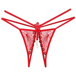Modaworld Culotte Sexy Femme Culotte Fendue String en Dentelle avec Fleurs Transparent Tangas Slips Culotte Sexy Femme érotique String Ficelle Femme (wulizizi, neuf)