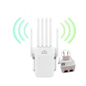 R&eacute;p&eacute;teur WiFi,Amplificateur WiFi,repeteur WiFi Puissant avec 6 Antennes Puissantes,2 Ports LAN,Mode R&eacute;p&eacute;teur & Routeur & AP,repeteur WiFi Exterieur Couverture WiFi de 1200 m&sup2;,Facile &agrave; Installer (R09) (QIAO LING SHOP, neuf)