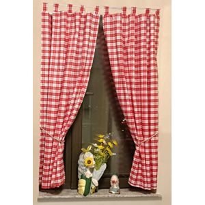 Yaland Rideaux occultants &agrave; motif carreaux style maison de campagne, rideaux pour salon, panneaux de rideau avec embrasses et passants (Hauteur x Largeur 100x80cm, rouge) 2 pi&egrave;ces (Shang Store, neuf)