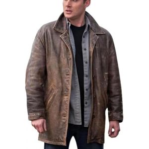 MERCH ATTIRE Dean Winchester Manteau | Veste en cuir de vache vieilli marron pour homme, Marron - Manteau en cuir, XXL (Merch Attire LLC, neuf)