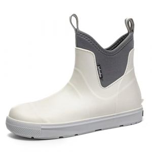 ZEPYFXIT Bottes de Pluie Homme Bottes Caoutchouc Bottine Imperméable Chelsea Boot Chaussure de Jardin Étanche Boots Extérieure pour Randonnée et Travail (Blanc 25257, 42 EU) (QUPU, neuf)