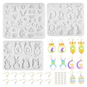 Craftora Lot de 3 moules en silicone en forme d'&oelig;uf de P&acirc;ques pour fabrication de bijoux et porte-cl&eacute;s en r&eacute;sine &eacute;poxy UV (Yilisi Jewelry, neuf)