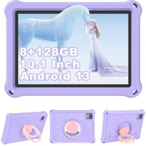 YOBWOK Tablette pour enfant 10 ", Android 13, 8 Go de RAM, 128 Go de ROM, sécurité enfant, 6000 mAh, WiFi, Bluetooth, HD 1280 x 800, à partir de 2, 3, 5, 6, 7, 8 ans avec Google Play, étui Eva, violet (EVAUWE S.R.L., neuf)