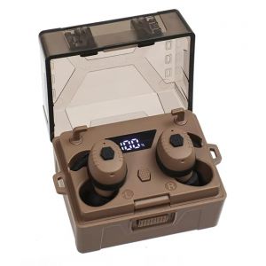 Omana Bouchons d'oreille électroniques antibruit Bluetooth 5.4 pour la chasse, tactique, tir, événements militaires, musicaux, construction, concerts, perçage, marron, S (OMANA, neuf)