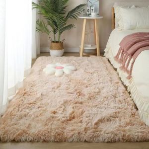 Tapis Chambre Shaggy Tapis pour Salon Tapis Moelleux, Tapis Lavable en Machine, Antid&eacute;rapant Tapis Chambre Adulte, pour Couloir, Descente de Lit,Light Camel,40x120cm (TaiYuanYiHeMaoYiYouXianGongSi, neuf)