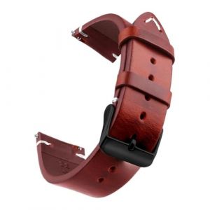 Bracelet de montre en cuir v&eacute;ritable cir&eacute; &agrave; l'huile, 18-24 mm, &agrave; d&eacute;gagement rapide, compatible avec Samsung/Seiko/Oris/Citizen(Red Black,21mm) (DIEGEROUJIAMO-EU, neuf)
